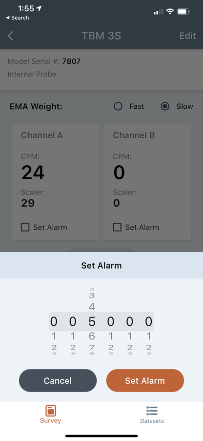 Counts.Pro Alarm setting