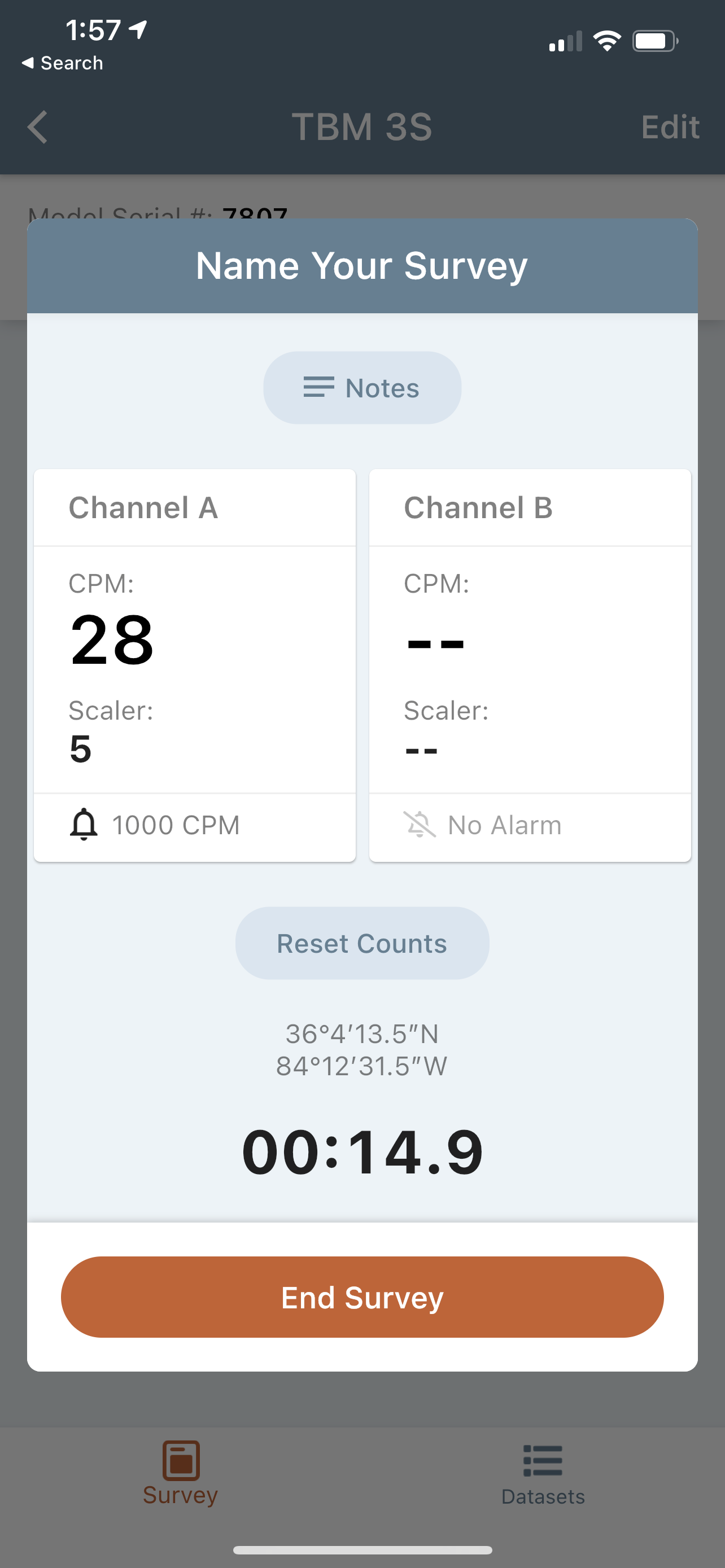 Counts.Pro survey in progress